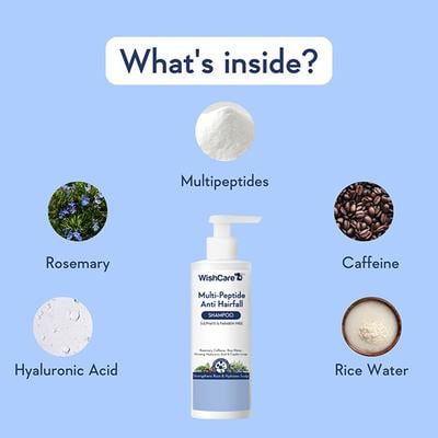 Wishcare Multi Peptide Rice Water Anti Hairfall Shampoo - Rosemary, Capilia Longa, HA and Caffeine 250 ml - Shampoos