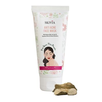 Skivia Anti Acne Face Mask With Multani Mitti & Vitamin C -For All Skin Types Unisex 50 gm - Masks & Peels