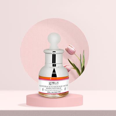 Globus Naturals Glycolic & 1% Salicylic Acid Anti Acne Face Serum, for Oily & Acne Prone Skin 30 ml - Face Serum