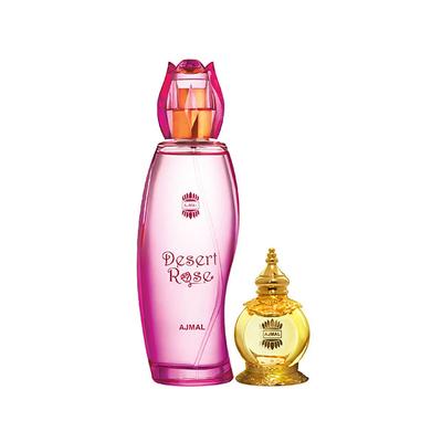 Ajmal Desert Rose EDP Floral Oriental Perfume And Mukhallat Al Wafa Concentrated Perfume Oil Oriental Musky 112 ml - Perfumes (Edt/Edp)