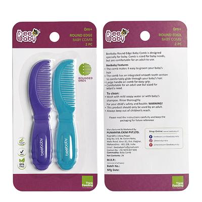 BeeBaby Round Edge Baby Comb -(Blue & violet) 0M+ 2's - Baby Skin Care