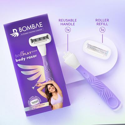 Bombae Rollplay Glow Hair Removal Razor with Roller for Women, Active formula Band with Jojoba Oil and Aloe Vera 1's - Razors & Cartridges