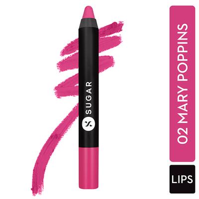 SUGAR Cosmetics Matte As Hell Crayon Lipstick - 02 Mary Poppins (Fuchsia) 2.8 gm - Lip Crayons