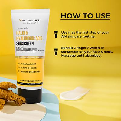 Dr. Sheth'S Haldi & Hyaluronic Acid SPF 50+ PA+++ Sunscreen 80gm - Face Sunscreen