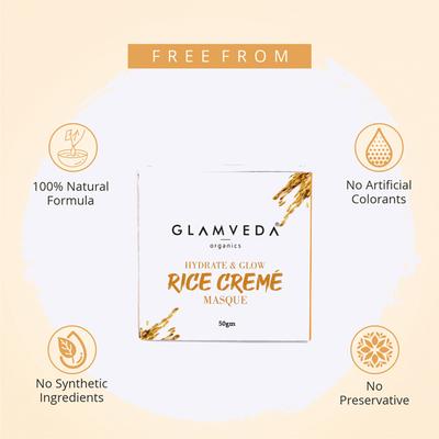 Glamveda Rice Water Hydrate and Glow Cream Mask 40 gm - Masks & Peels