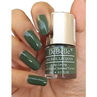 DeBelle Gel Nail Lacquer Green Olivia Dark Olive Green Nail Polish 8 ml - Nail Polish