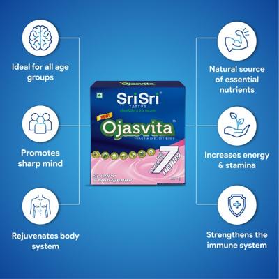 Sri Sri Tattva Ojasvita Powder - Strawberry Flavour 200 gm (Refill Pack) - Health Products