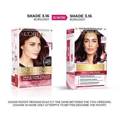 L'Oreal Paris Excellence Creme Hair Color, 3.16 Burgundy 172 Gm - Crème