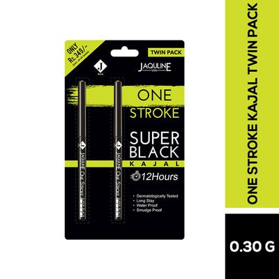 Jaquline USA OneStroke Super Black Kajal Twin Pack 0.6 gm - Kajal & Kohls