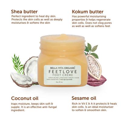 Bella Vita Organic Feet Love Foot Cream Softens 85 gm - Foot Creams & Lotions