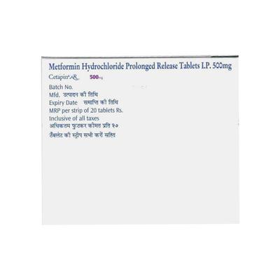 CETAPIN XR 500mg Tablet 20's - Diabetes-Ant