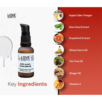 Love Earth Anti Acne Serum With Pure Vitamin C & Witch Hazel 30 ml - Face Serum