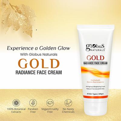 Globus Naturals Gold Radiance Anti Ageing & Brightening Face Cream 100 gm - Face Moisturizers
