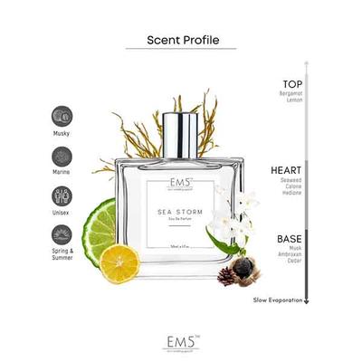 EM5 Sea Storm Unisex Perfume - Amber Aquatic Fresh Marine, Eau De Parfum Spray for Men & Women 50 ml - Men Perfumes (Edt/Edp)