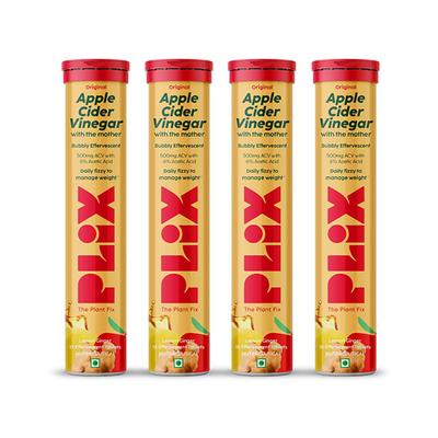 Plix The Plant Fix Apple Cider Vinegar Tablet With Vitamin B6 & B12 (Lemon Ginger)60 Tablets 4's - Apple Cider Vinegar - Acv