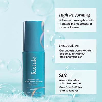 Foxtale Clear Picture Acne Control Cleanser for Oily and Acne Prone Skin Face Wash 100 ml - Scrubs & Exfoliants