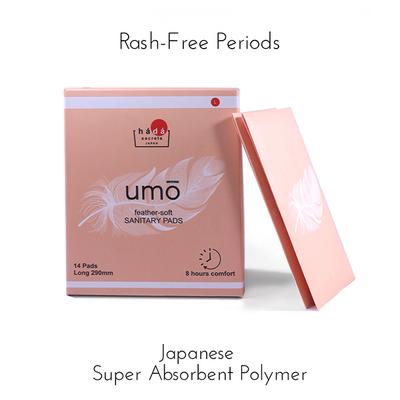 Hada Secrets Japan umo Feather-Soft Fast-Absorbing & Leak-Proof Long (290mm) Sanitary Pads (pack of 14) 1's - Sanitary Napkins