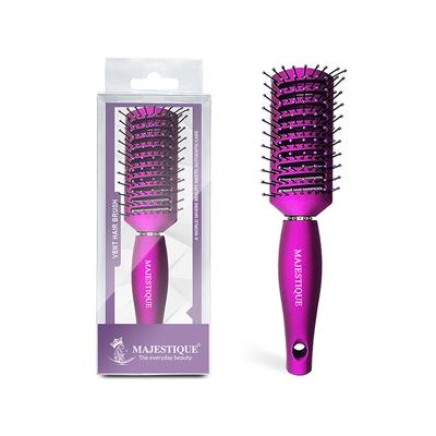 Majestique Purple 9 Row Vent Brush - Ball Tipped Bristles for Men and Women 1's - Hair Brushes