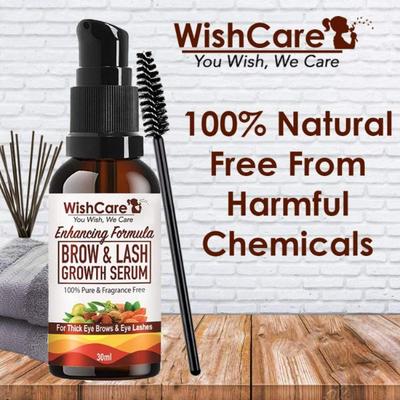 WishCare Brow & Lash Growth Serum - EyeBrow & Eyelash Growth Oil Serum With Castor Oil Almond Oil & Vitamin E 30 ml - Under Eye Creams & Serums