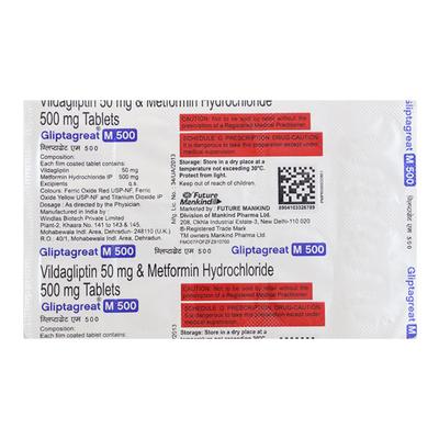 GLIPTAGREAT M 500mg Tablet 10's - Diabetes-Ant