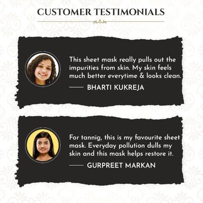 Khadi Essentials Ayurvedic Charcoal Sheet Mask For Spot Removal & Hydrated Skin (Pack of 3) 100 gm - Sheet Masks