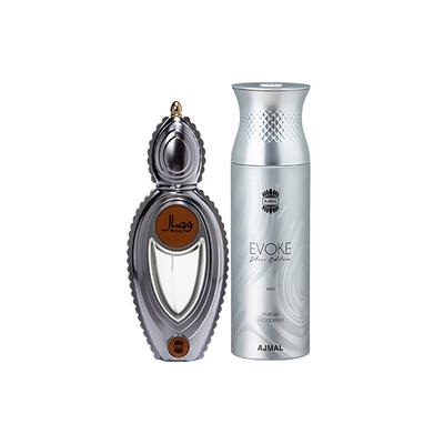 Ajmal Wisal EDP Floral Musky Perfume And Evoke Silver Edition Him Deodorant Spicy Floral Fragrance 250 ml - Perfumes (Edt/Edp)