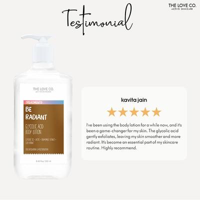 The Love Co. Be Radiant Glycolic Acid Body Lotion for Dry Skin - Body Lotion for Women & Men 250 ml - Creams/Oils/Lotions