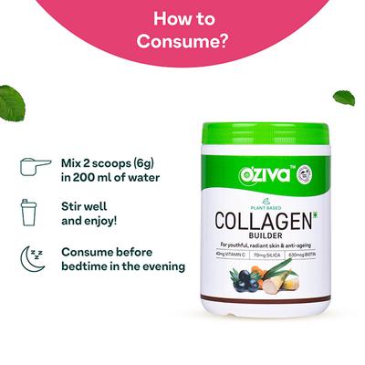 Oziva Collagen Builder for Anti-Ageing and Skin Radiance with Vitamin C, Watermelon 250 gm - Hair & Skin