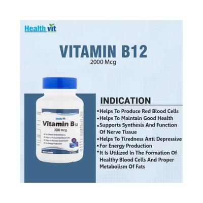 Healthvit Vitamin B12 2000mcg- Tablets 60's - Multi-Vitamins