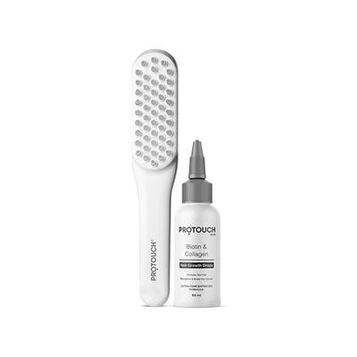 Protouch Complete Hair Growth Combo, LED Therapy Comb, Head Massager, Biotin Collagen Hair Growth Serum, Controls Hair Fall, Boost Hair Regrowth 1's - Hair Combs