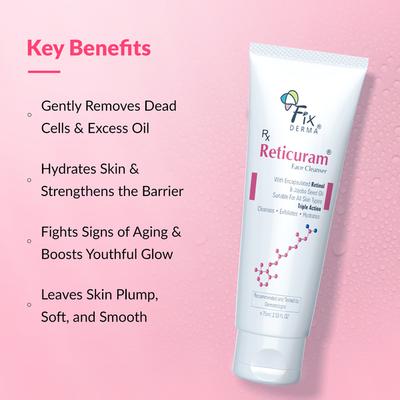 Fixderma 0.05%Retinol Reticuram for All Skin TypesRegulates Sebum Production Deep Pore Cleanser-75ml - Face Wash & Cleansers