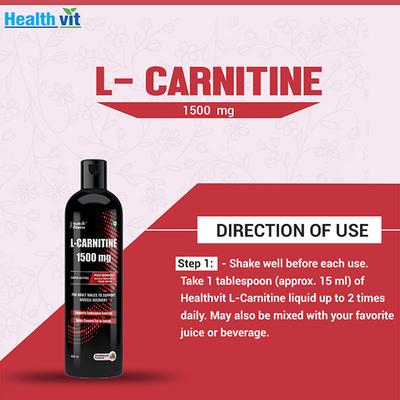 Healthvit L-Carnitine 1500 mg Liquid - Watermelon Flavour 450 ml - Bcaa Supplements