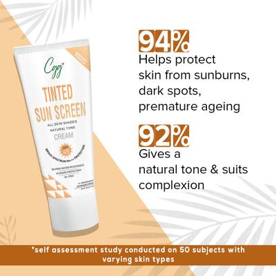 CGG Cosmetics Tinted Sunscreen Cream SPF 45 Broad Spectrum PA+++ Protection 50 gm - Bb & Cc Creams