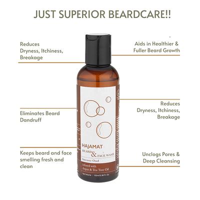 Hajamat Beard & Face Wash With Argan & Tea Tree, Intense Oud Fragrance 100 ml - Beard Wash