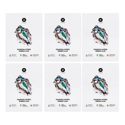 SUGAR Cosmetics Charcoal Patrol Bubble Mask (Pack of 6) 120 gm - Face Packs
