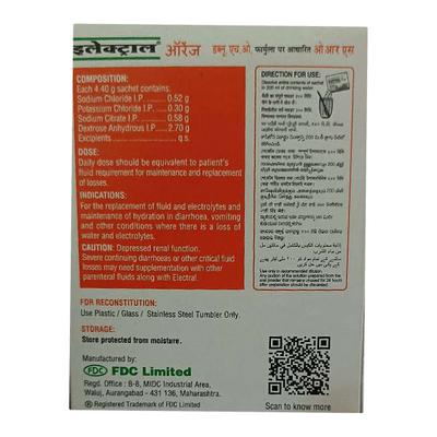 ELECTRAL ORANGE FLAVOUR Sachet 5x4.4gm - Supplements-Ele