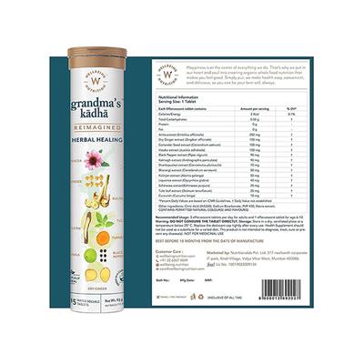 Wellbeing Nutrition Grandma's Kadha -Ayurvedic Natural Immunity Booster, Ayurvedic Kadha for Immunity, Cold, Cough, Sore Throat 15 Tablets - Vitamin C