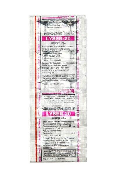 Lyser 20mg Tablet 10'S - Pain relief-Ant
