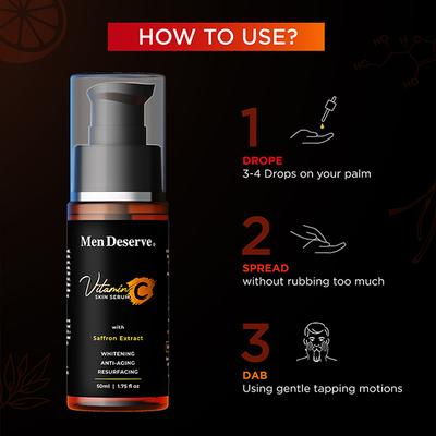 Men Deserve Vitamin C Skin Serum With Saffron Extract 50ml - Face Gels