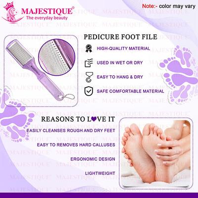 Majestique Foot File for Callus and Heel Removal, Dry and Wet Pedicure Tool - Color May Vary 1's - Nail Care