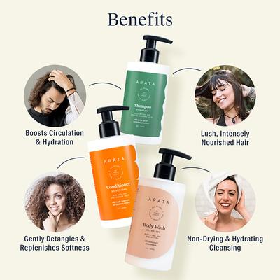 Arata Natural Deep Hydration Combo with Hydrating Shampoo,Body Wash & Conditioner 900 ml - Lotions & Creams