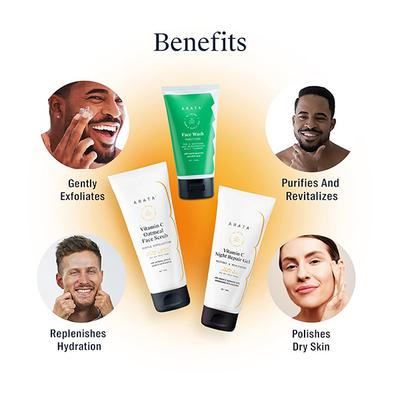 Arata Vitamin C Renew & Repair Combo With Purifying Face Wash (150 ML), Vitamin C Oatmeal Face Scrub (75 ML) & Vitamin C Night Repair Gel (50 ML) 275 ml - Face Washes