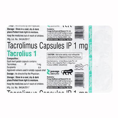 TACROLIUS 1 Capsule 10's - Auto Immune Disease-Imm