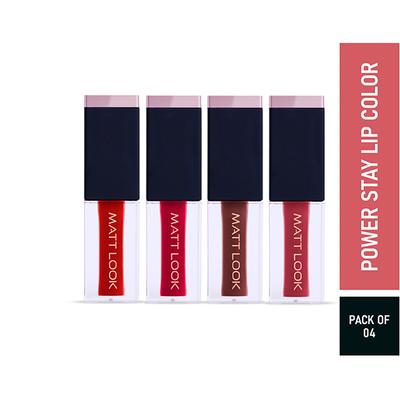 Matt Look Power Stay Matte Liquid Lipstick in 4 Sensational Colors with Transferproof & Newly Wed 10 ml - Liquid Lipsticks