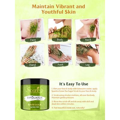 Spantra Green Tea Sugar Scrub 125 gm - Scrubs & Exfoliants