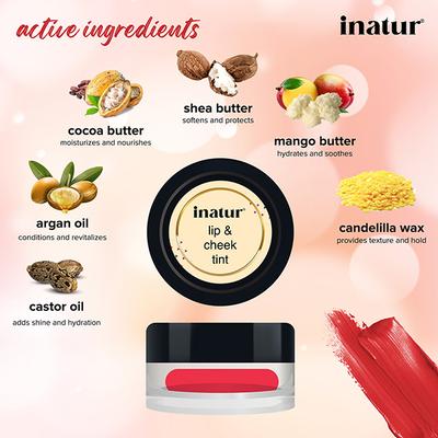 Inatur Lip and Cheek Tint - Peony Pink 4 gm - Lip Stains & Tints