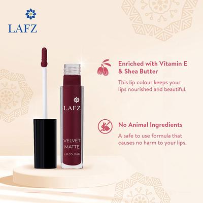 Lafz Transfer Proof & Smudge Proof Velvet Matte Lip Colour, Plum Power 5.5 ml - Liquid Lipsticks