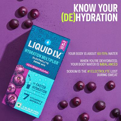 Liquid I.V. Hydration Multiplier - Acai Berry, Electrolyte Powder Drink Mix 12's - Multi-Vitamins