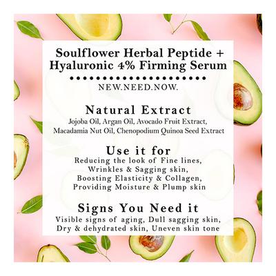 Soulflower Firming Serum - Peptide & Hyaluronic 4% 40 ml - Face Serum