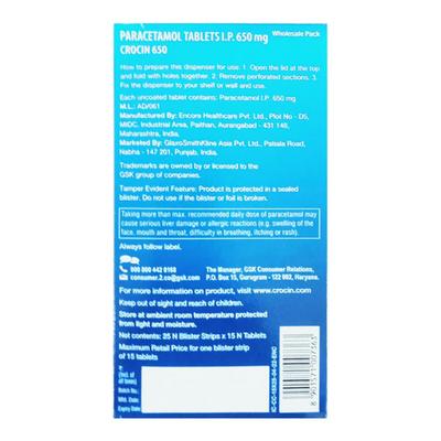 Crocin 650mg Tablet 15'S - Fever-Ana